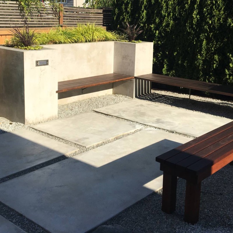 Greenlake Concrete Planters w/ Ipe Benches
